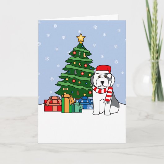 Oudengelse herdershond en kerstboom feestdagen kaart (Voorkant)