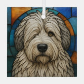 Oudengelse herdershond "Glas in lood" Glas Ornament (Achterkant)