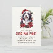 Oudengelse herdershond in kerstfeest Santa Hat Kaart (Staand voorkant)