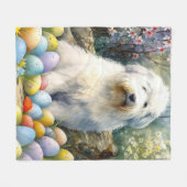 Oudengelse herdershond met paaseieren Vakantie Fleece Deken (Voorkant (Horizontaal))