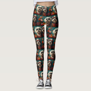 Oudengelse herdershond met Rozen Valentijnsdag Leggings
