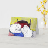 Oudengelse herdershonden kussen welterusten kaart (Gele Bloem)