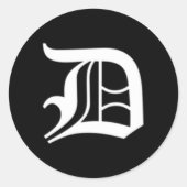 Oudengelse letter D Ronde Sticker (Voorkant)