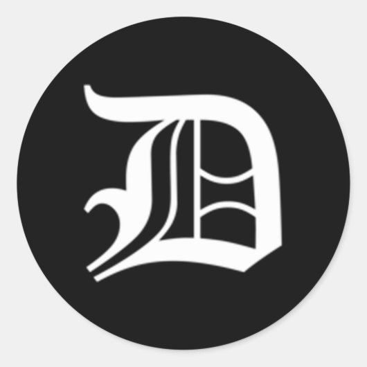 Oudengelse letter D Ronde Sticker (Voorkant)