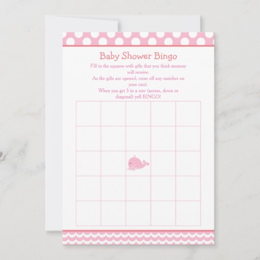 Ouder & Baby Walvis Roze Meisje Bingo Kaart (Voorkant)