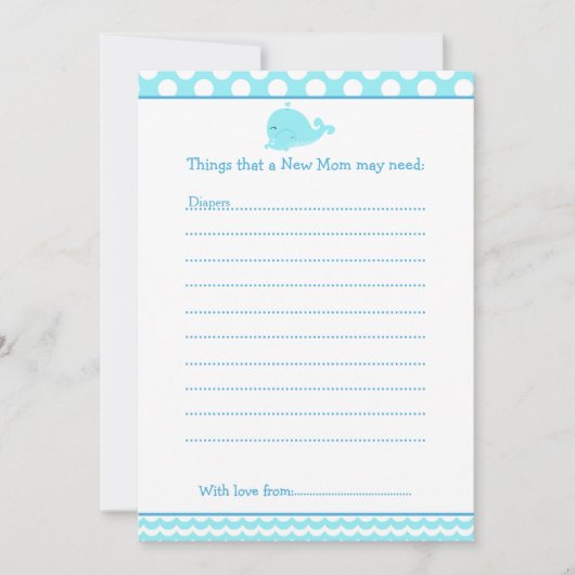 Ouder & Baby Whale advieslijst voor nieuwe moeders Kaart (Voorkant)