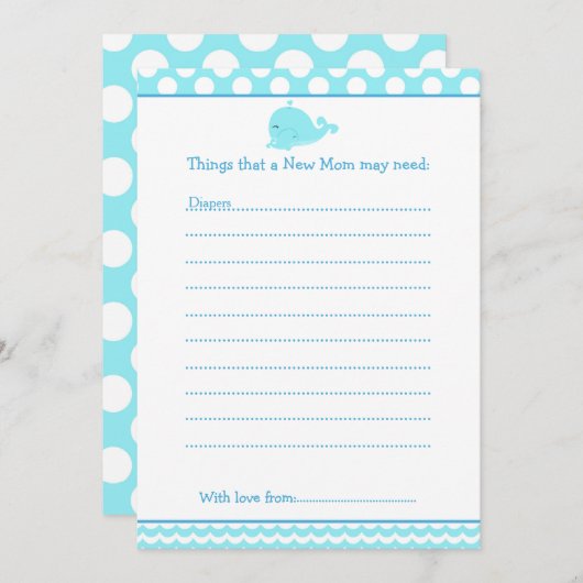 Ouder & Baby Whale advieslijst voor nieuwe moeders Kaart (Voorkant / Achterkant)