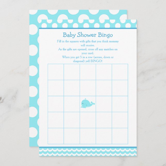 Ouder & Baby Whale Blue Boy Bingo Kaart (Voorkant / Achterkant)