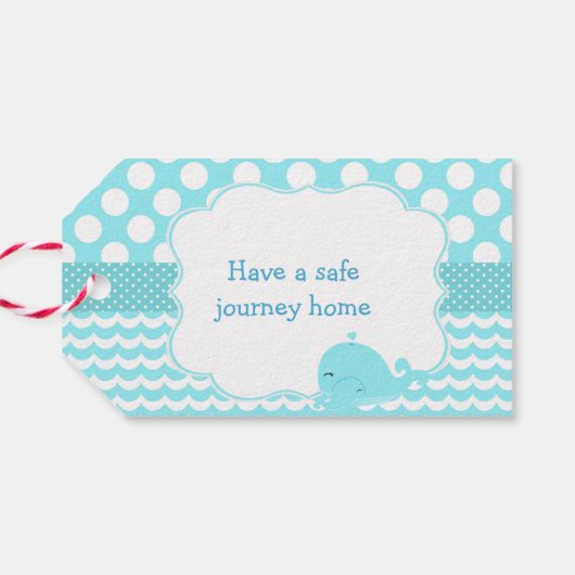 Ouder & Baby Whale Blue Boy Dank u Cadeau Label Cadeaulabel (Achterkant Horizontaal)