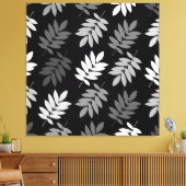 Ouder blad groot patroon zwart wit grijs canvas afdruk (Insitu (Woonkamer))