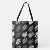 Ouder blad groot patroon zwart wit grijs tote bag (Voorkant)