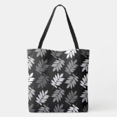 Ouder blad groot patroon zwart wit grijs tote bag (Achterkant)