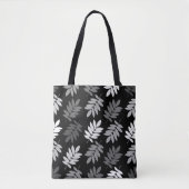Ouder blad groot patroon zwart wit grijs tote bag (Voorkant)