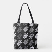 Ouder blad groot patroon zwart wit grijs tote bag (Achterkant)