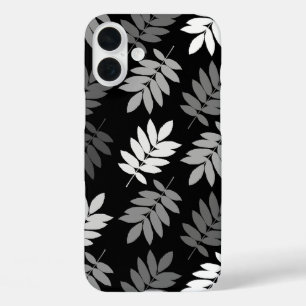 Ouder blad Lg patroon Zwart Wit Grijs iPhone 16 Plus Hoesje