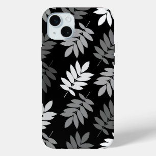 Ouder blad Lg patroon Zwart Wit Grijs iPhone 15 Mini Hoesje