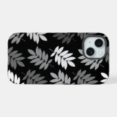 Ouder blad Lg patroon Zwart Wit Grijs iPhone 15 Case (Achterkant horizontaal)