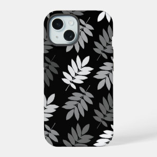 Ouder blad Lg patroon Zwart Wit Grijs iPhone 15 Case