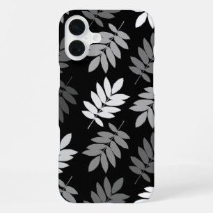 Ouder blad Lg patroon Zwart Wit Grijs iPhone 16 Plus Hoesje