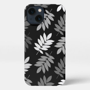 Ouder blad Lg patroon Zwart Wit Grijs iPhone 13 Hoesje