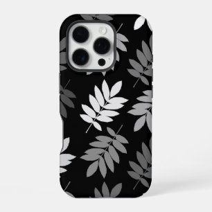 Ouder blad Lg patroon Zwart Wit Grijs iPhone 16 Pro Hoesje
