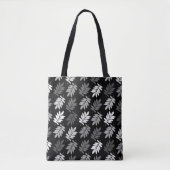 Ouder blad patroon Zwart Wit Grijs Tote Bag (Voorkant)