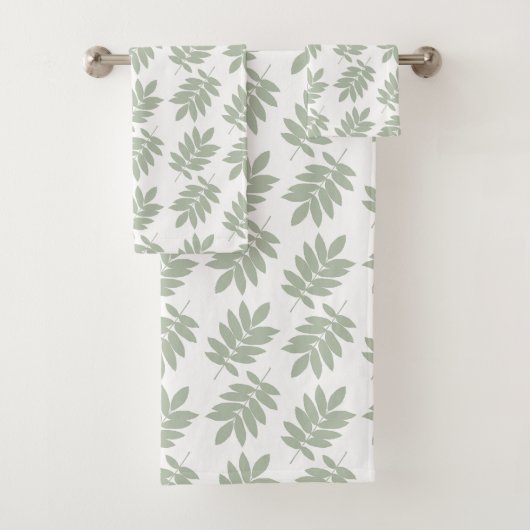 Ouder bladpatroon groen+wit bad handdoek (Insitu)