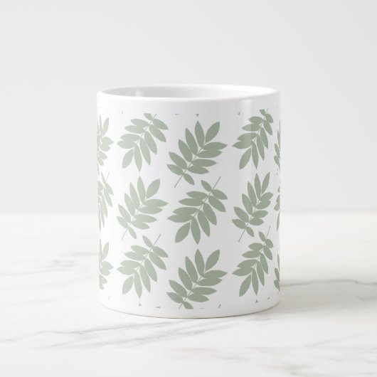 Ouder bladpatroon groen+wit grote koffiekop (Voorkant)