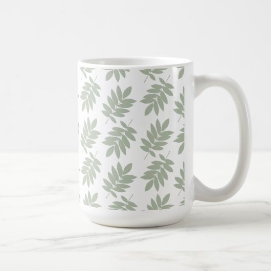 Ouder bladpatroon groen+wit koffiemok (Rechts)