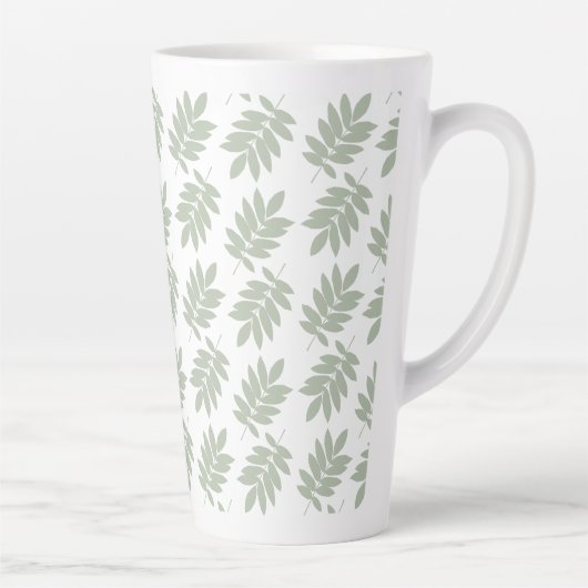 Ouder bladpatroon groen+wit latte mok (Rechts)