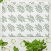 Ouder bladpatroon groen+wit theedoek (Gevouwen)