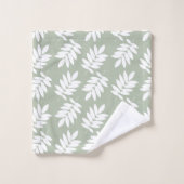 Ouder bladpatroon wit op groen bad handdoek (Wasdoekje)