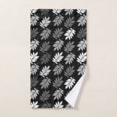 Ouder bladpatroon zwart wit grijs bad handdoek (Handdoek)