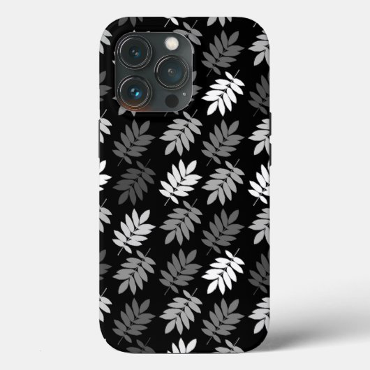 Ouder bladpatroon zwart wit grijs Case-Mate iPhone case (Achterkant)