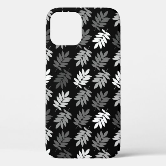Ouder bladpatroon zwart wit grijs Case-Mate iPhone case (Achterkant)