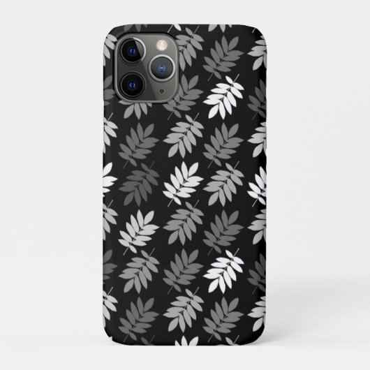 Ouder bladpatroon zwart wit grijs Case-Mate iPhone case (Achterkant)