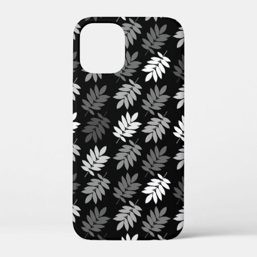 Ouder bladpatroon zwart wit grijs Case-Mate iPhone case (Achterkant)