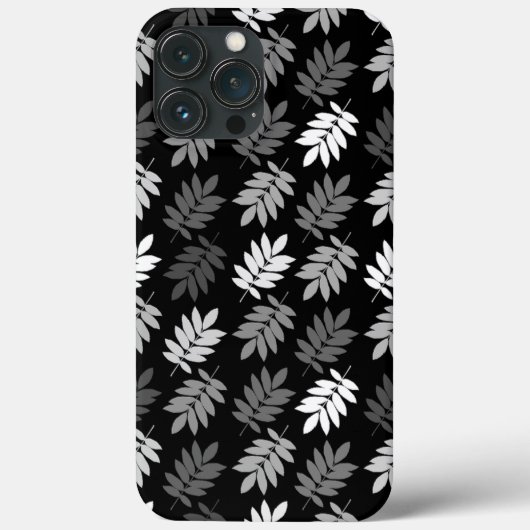 Ouder bladpatroon zwart wit grijs Case-Mate iPhone case (Achterkant)