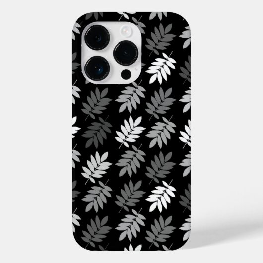 Ouder bladpatroon zwart wit grijs Case-Mate iPhone case (Achterkant)