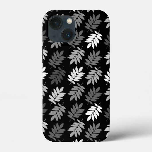 Ouder bladpatroon zwart wit grijs Case-Mate iPhone case (Achterkant)
