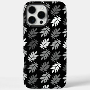 Ouder bladpatroon zwart wit grijs iPhone 16 pro max hoesje