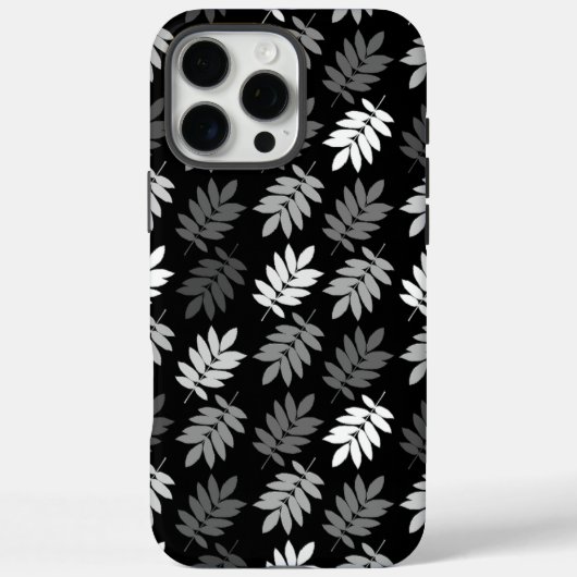 Ouder bladpatroon zwart wit grijs Case-Mate iPhone case (Achterkant)