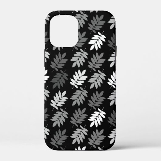 Ouder bladpatroon zwart wit grijs Case-Mate iPhone case (Achterkant)