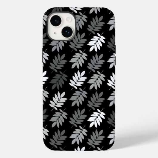 Ouder bladpatroon zwart wit grijs Case-Mate iPhone case (Achterkant)