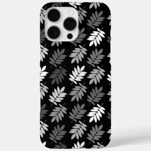 Ouder bladpatroon zwart wit grijs iPhone 16 pro max hoesje
