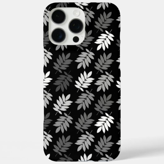 Ouder bladpatroon zwart wit grijs Case-Mate iPhone case (Achterkant)
