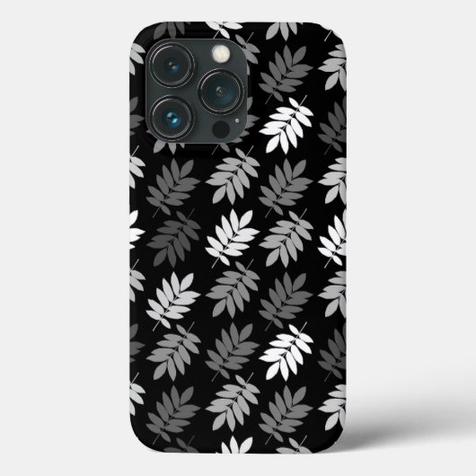 Ouder bladpatroon zwart wit grijs Case-Mate iPhone case (Achterkant)