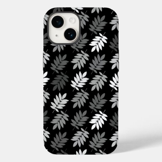 Ouder bladpatroon zwart wit grijs Case-Mate iPhone case (Achterkant)