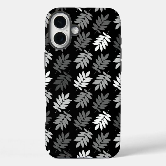 Ouder bladpatroon zwart wit grijs Case-Mate iPhone case (Achterkant)
