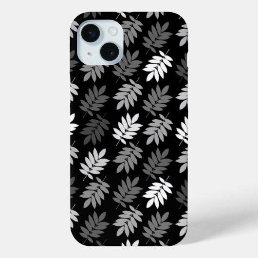 Ouder bladpatroon zwart wit grijs Case-Mate iPhone case (Achterkant)